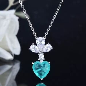 White Gold Paraiba Tourmaline Heart  Necklace